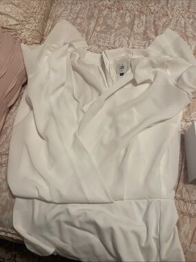 CAbi White Satin-Look Wrap Blouse